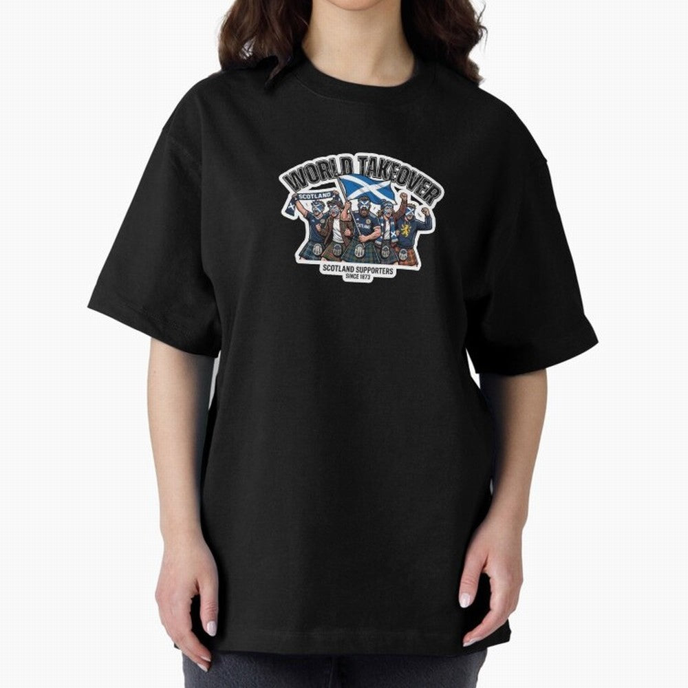 Scotland Soccer Fans Tartan Power Sticker 2026 Football Supporters Oversized T-Shirt Celebrate FIFA World Cup 2026 Featuring Haaland, Argentina, France and Brazil Energy, Global Supporter Spirit, Legendary Goals, National Colors and Tournament