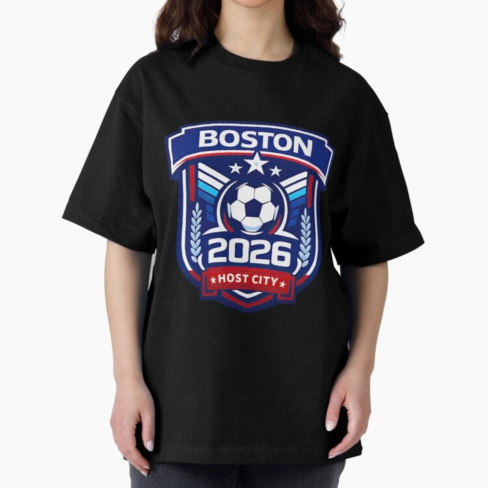 Boston 2026 Host City Welcoming the World Cup Oversized T-Shirt Honor Football Greatness during Global Football Passion for FIFA World Cup 2026 Group Stage, Capturing Haaland, Brazil, Sports Nostalgia, International Competition, Famous Players and