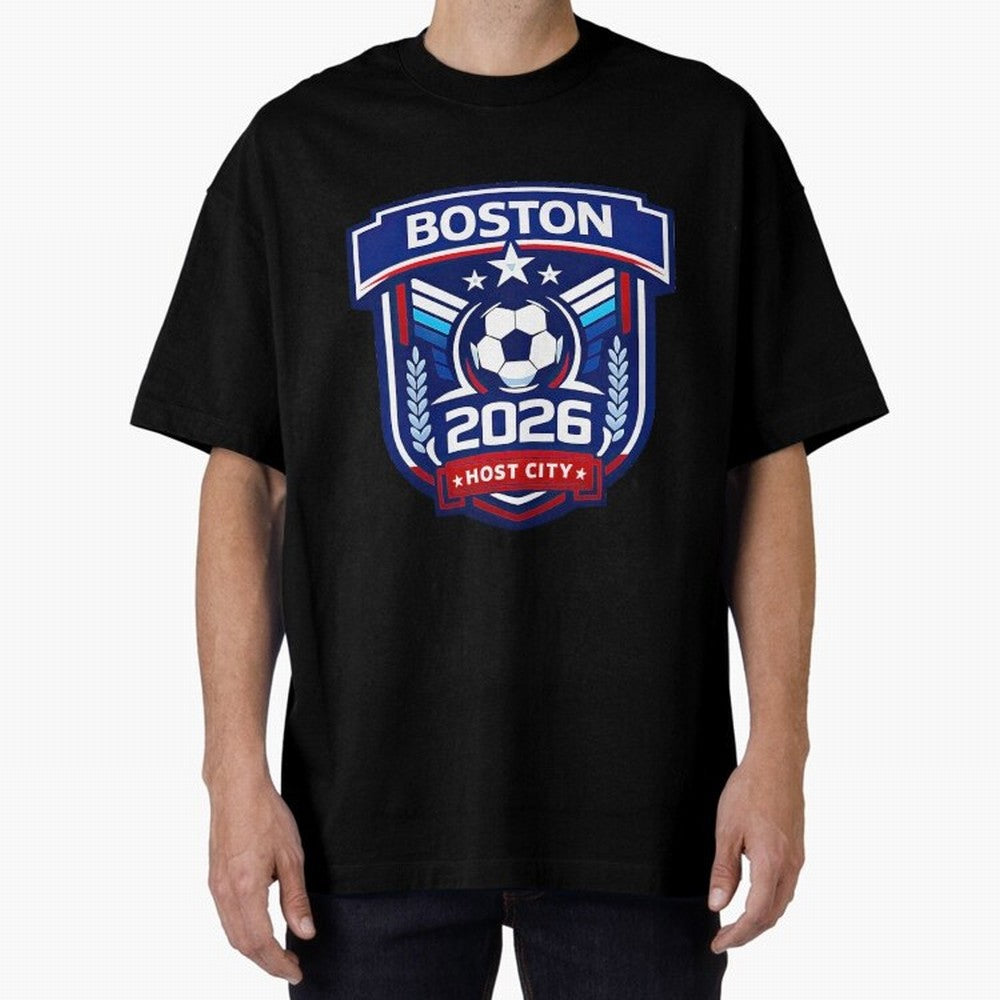 Boston 2026 Host City Welcoming the World Cup Oversized T-Shirt Honor Football Greatness during Global Football Passion for FIFA World Cup 2026 Group Stage, Capturing Haaland, Brazil, Sports Nostalgia, International Competition, Famous Players and