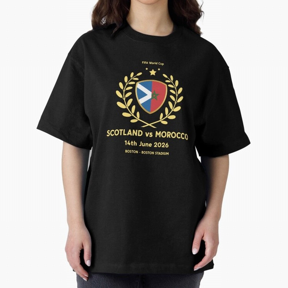 FIFA World Cup - Scotland v Morocco Oversized T-Shirt Show Your Tournament Heart for FIFA World Cup 2026 USA Canada Mexico Spirit, Featuring France, Messi and Cristiano Ronaldo, Global Supporter Spirit, Legendary Goals, National Colors and
