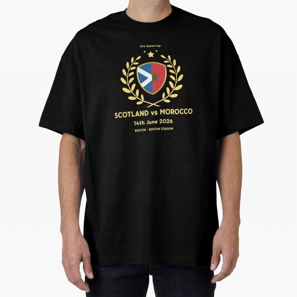 FIFA World Cup - Scotland v Morocco Oversized T-Shirt Show Your Tournament Heart for FIFA World Cup 2026 USA Canada Mexico Spirit, Featuring France, Messi and Cristiano Ronaldo, Global Supporter Spirit, Legendary Goals, National Colors and