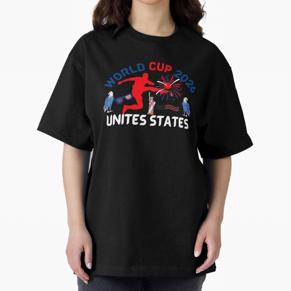 World cup 2026 unisex T-shirt World cup soccer North America 2026 Soccer World cup 26 USA Oversized T-Shirt Capture Stadium Memories from the FIFA World Cup 2026 Group Stage Journey through Messi and Cristiano Ronaldo Highlights, Spain Pride, Retro