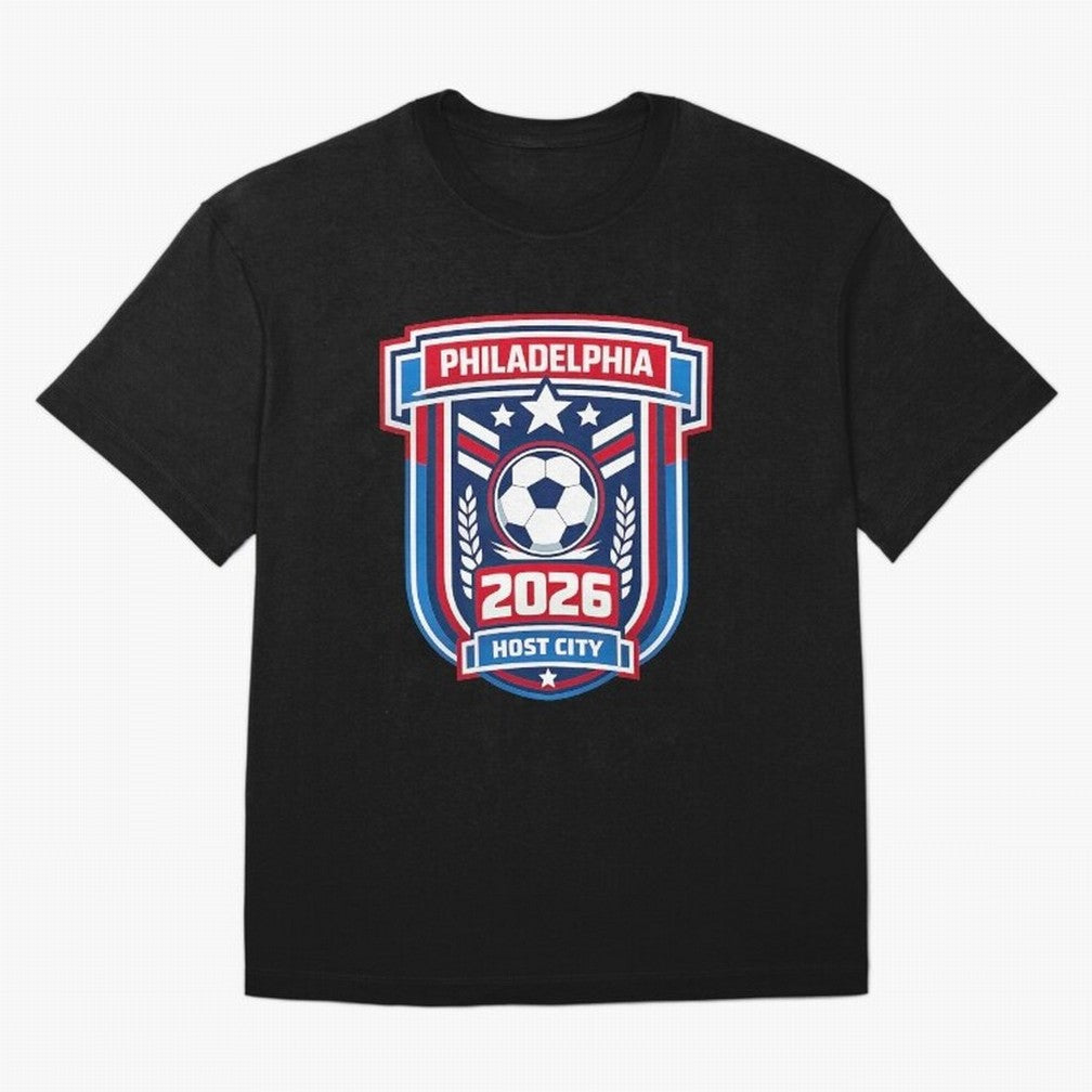 Philadelphia 2026 Soccer Host City Welcoming the World Cup Oversized T-Shirt Remember FIFA World Cup 2026 Spirit, Filled with England and Germany, Messi, Championship Spirit, Famous Goals, Roaring Crowds and International Football Unity; Made for