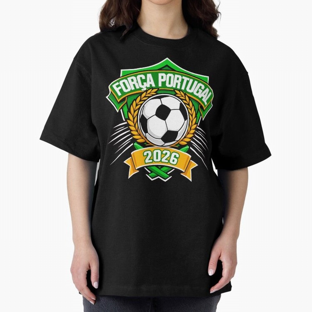 Portugal Fan Art for World Cup 2026 Oversized T-Shirt Capture FIFA World Cup 2026 Centered on Messi, Neymar and Mbappe, Portugal, Spain and Germany Energy, Fan Favorite Moments, National Team Passion, Big Match Drama and Soccer History; Made for
