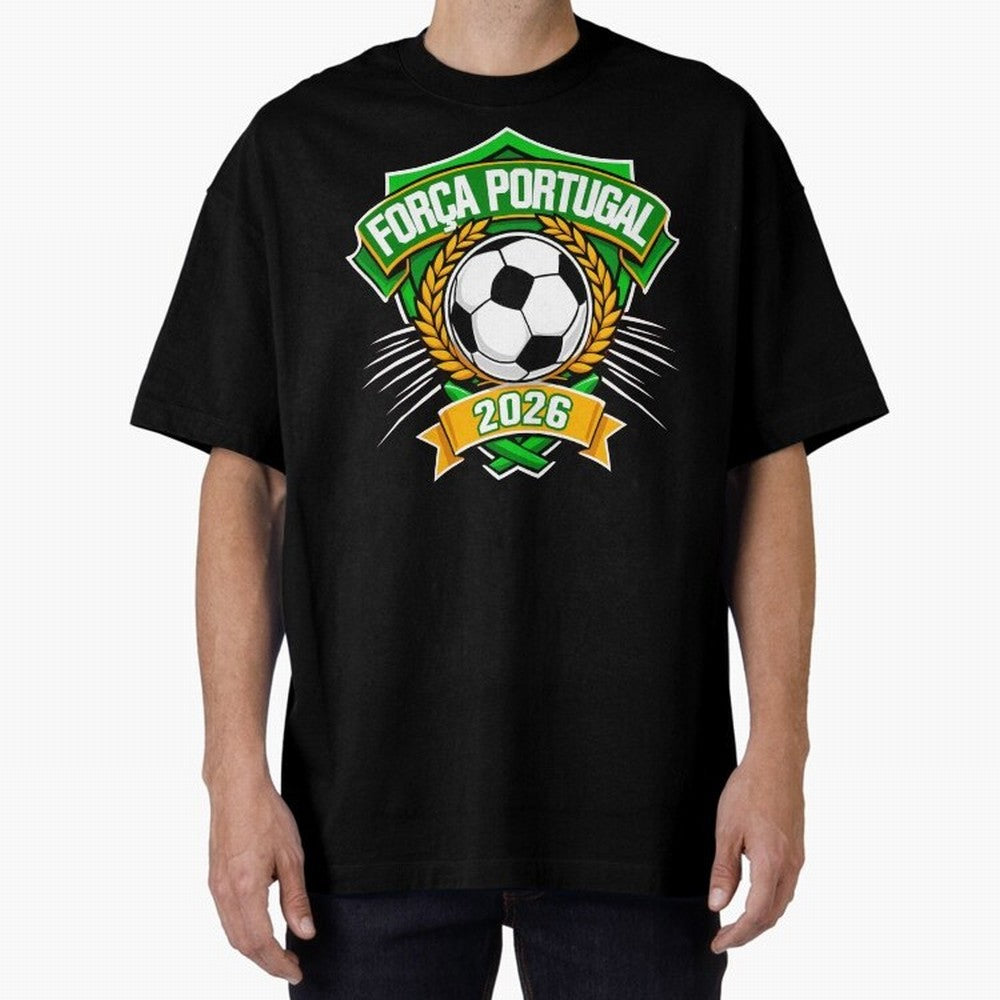 Portugal Fan Art for World Cup 2026 Oversized T-Shirt Capture FIFA World Cup 2026 Centered on Messi, Neymar and Mbappe, Portugal, Spain and Germany Energy, Fan Favorite Moments, National Team Passion, Big Match Drama and Soccer History; Made for