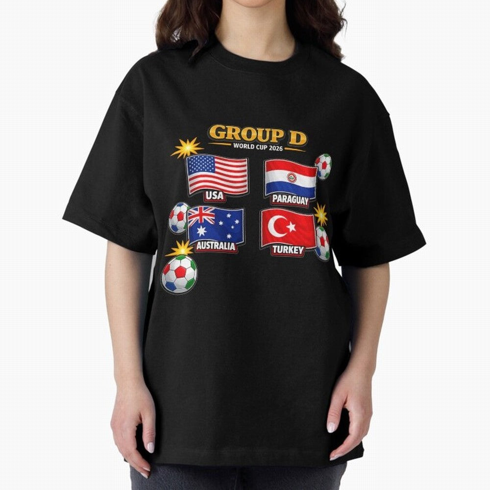 Group?D?¨C?World?Cup?2026?Flags Oversized T-Shirt Turn Every Weekend Toward Match Day Hype around FIFA World Cup 2026, CR7 and Messi, Spain, Supporter Pride, Iconic Celebrations, Legendary Names and Global Match Day Energy; Created for Match Day