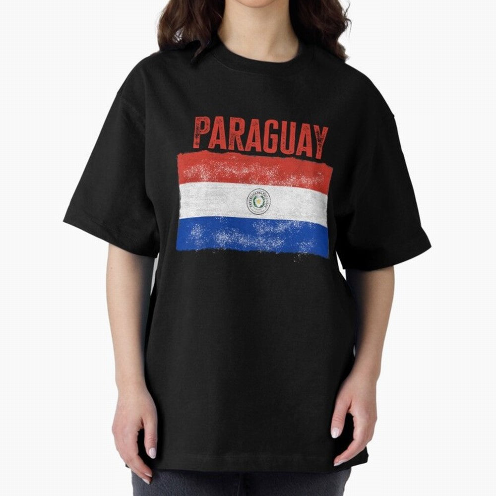 Paraguay Oversized T-Shirt Bring a Vintage Feel to FIFA World Cup 2026 USA Canada Mexico for Fans of Neymar, Haaland and Cristiano Ronaldo and Germany, Bringing Stadium Memories, Football Loyalty, International Chants and Championship Tradition;
