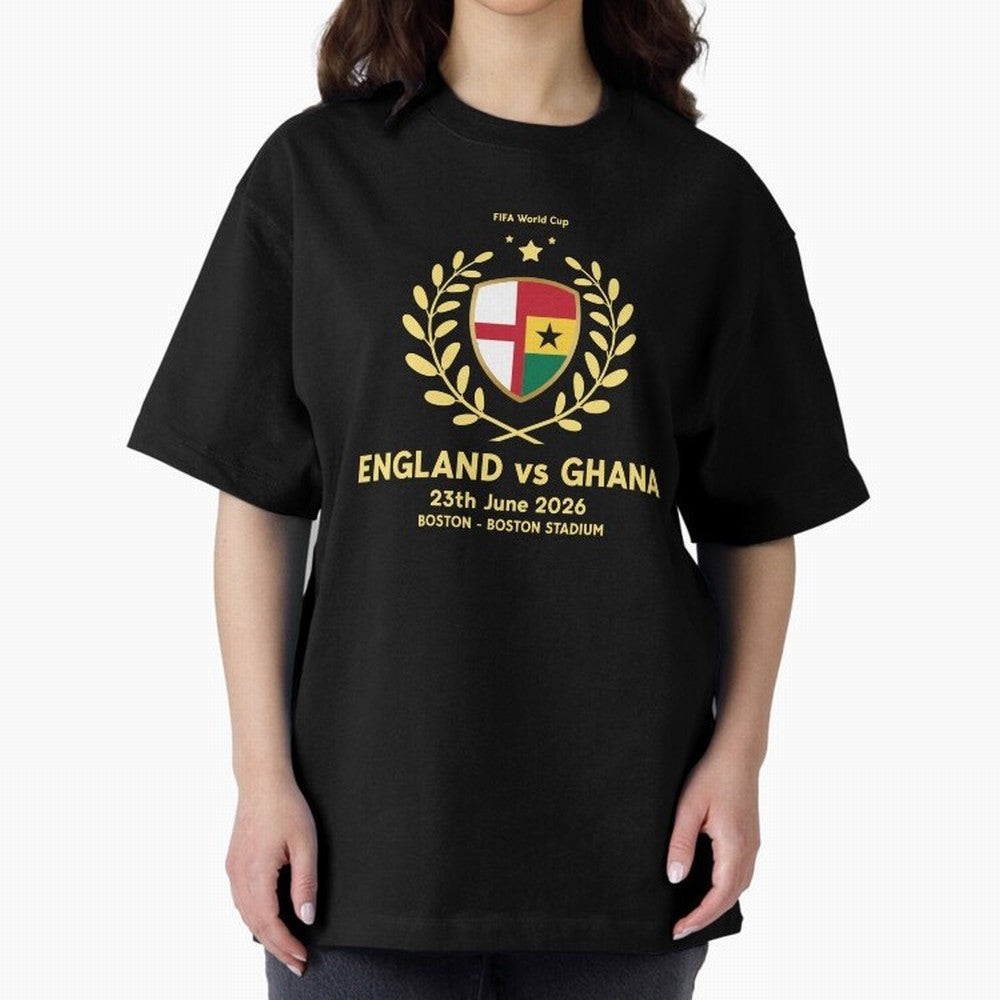 FIFA World Cup - England v Ghana Oversized T-Shirt Represent Match Day Hype around FIFA World Cup 2026, Haaland and Mbappe, England and Germany, Championship Spirit, Famous Goals, Roaring Crowds and International Football Unity; Ideal for Football