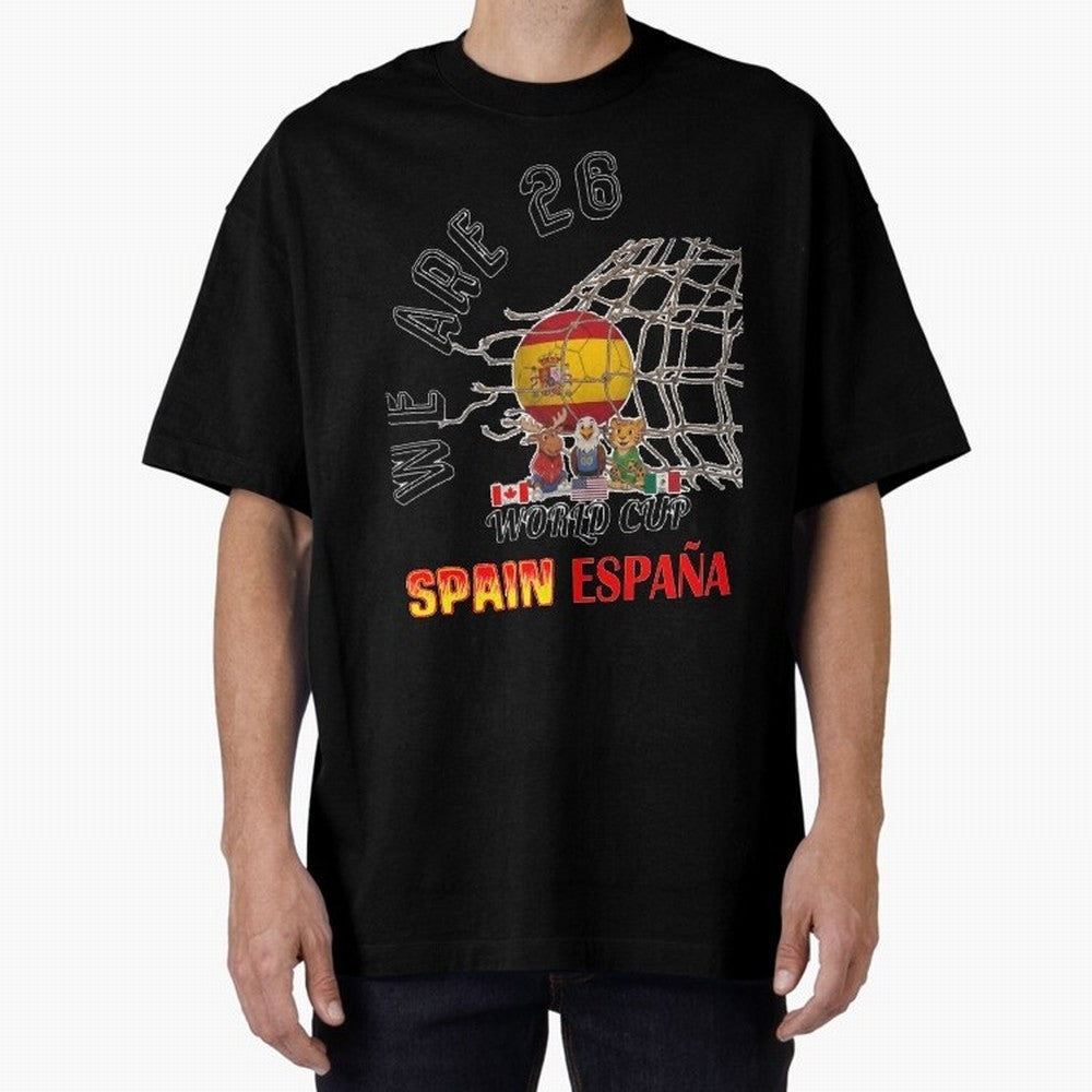World cup 26 - Spain Oversized T-Shirt Celebrate Fan Favorites in FIFA World Cup 2026 USA Canada Mexico for Fans of Cristiano Ronaldo, Haaland and CR7 and England, Bringing Champion Mindset, Group Stage Buzz, Knockout Tension and Passionate Fan