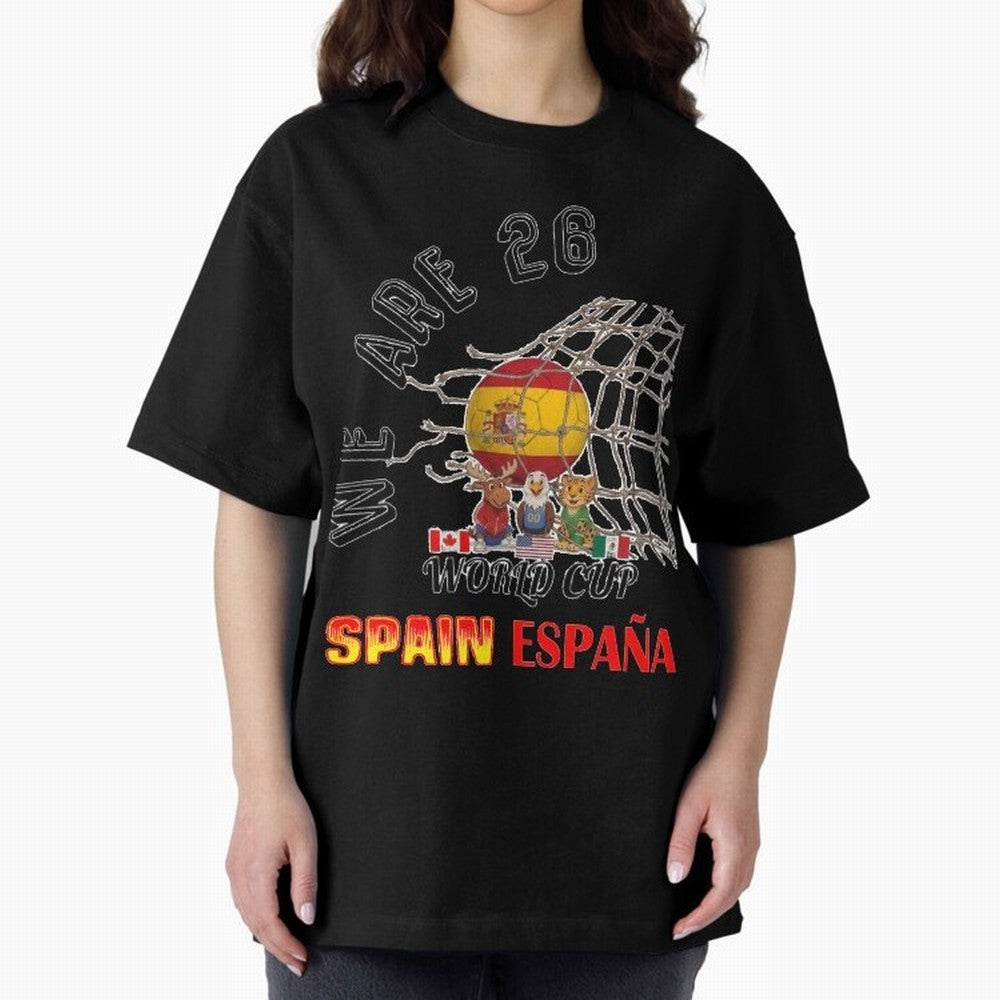 World cup 26 - Spain Oversized T-Shirt Celebrate Fan Favorites in FIFA World Cup 2026 USA Canada Mexico for Fans of Cristiano Ronaldo, Haaland and CR7 and England, Bringing Champion Mindset, Group Stage Buzz, Knockout Tension and Passionate Fan