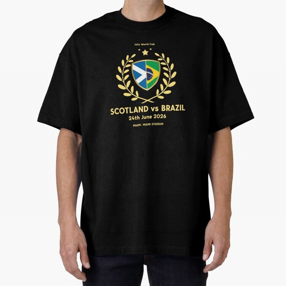 FIFA World Cup - Scotland v Brazil Oversized T-Shirt Relive Legendary Nights from FIFA World Cup 2026 USA Canada Mexico Connected to CR7 and Messi, Argentina Energy, Worldwide Fan Energy, Dramatic Goals, Stadium Lights and Championship