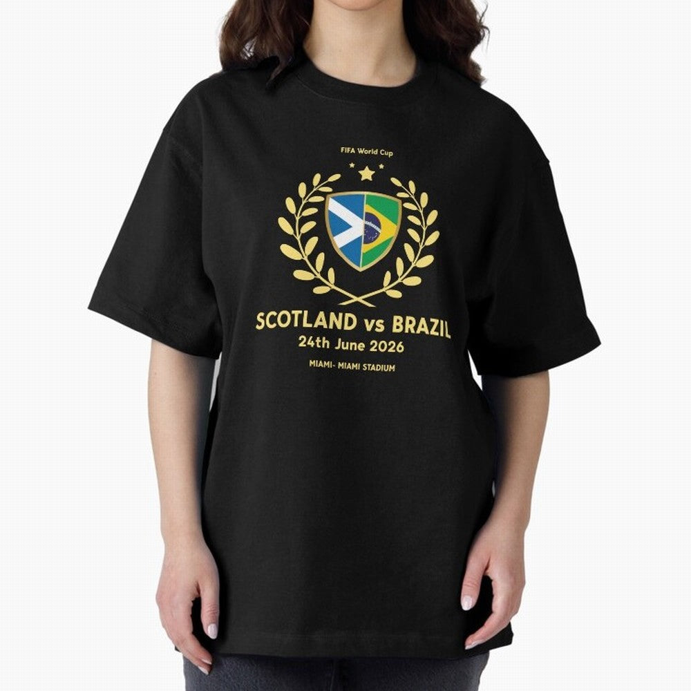 FIFA World Cup - Scotland v Brazil Oversized T-Shirt Relive Legendary Nights from FIFA World Cup 2026 USA Canada Mexico Connected to CR7 and Messi, Argentina Energy, Worldwide Fan Energy, Dramatic Goals, Stadium Lights and Championship