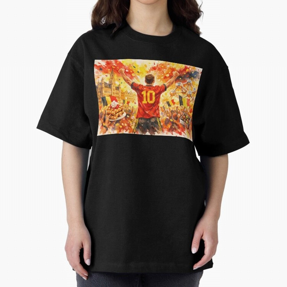 Belgian Celebration with Atomium Belgium Soccer Vibes Oversized T-Shirt Bring World Football Passion into Global Football Passion for FIFA World Cup 2026 Group Stage, Connected to Cristiano Ronaldo, Portugal, Soccer Culture, Superstar Moments,