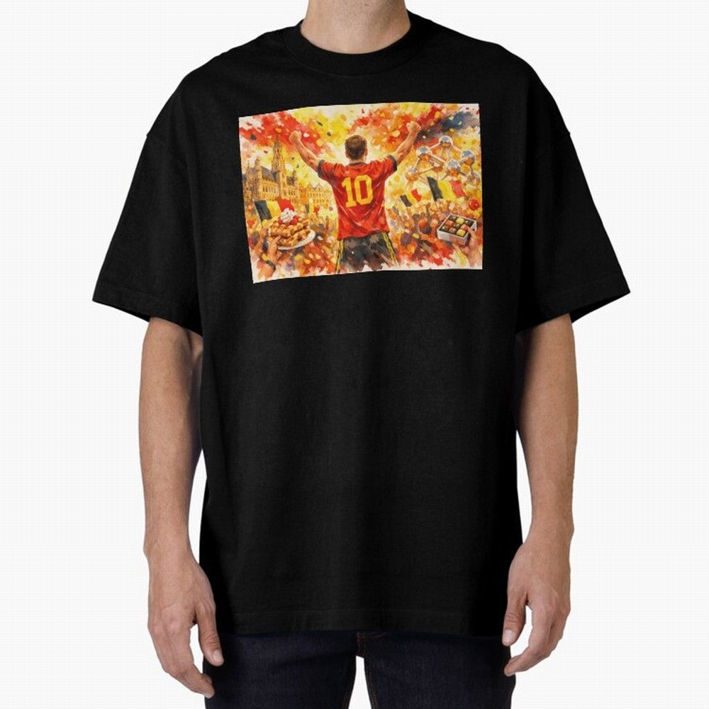 Belgian Celebration with Atomium Belgium Soccer Vibes Oversized T-Shirt Bring World Football Passion into Global Football Passion for FIFA World Cup 2026 Group Stage, Connected to Cristiano Ronaldo, Portugal, Soccer Culture, Superstar Moments,