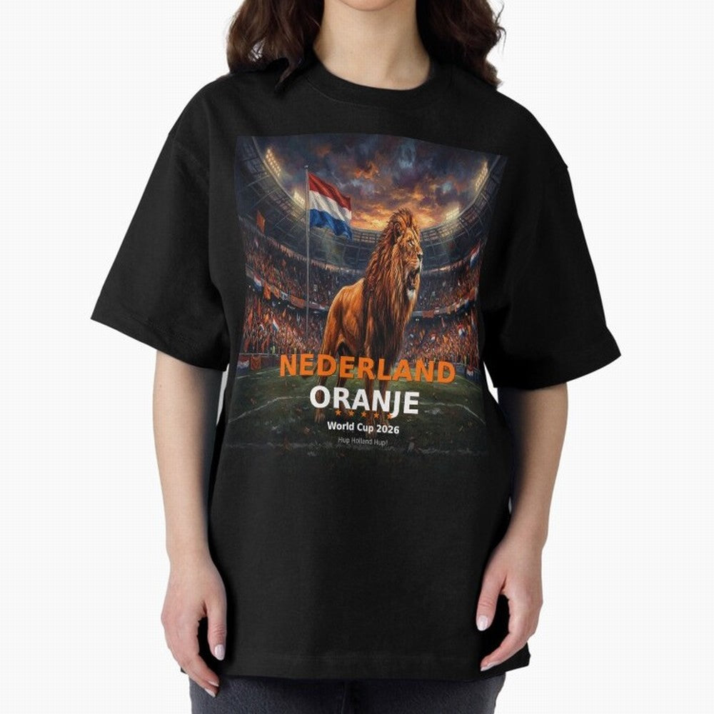 Nederland Oranje - World Cup 2026 Soccer Fan Tee Oversized T-Shirt Feel International Energy from Global Football Passion for FIFA World Cup 2026 Group Stage, Highlighting Messi, Neymar and Mbappe, Brazil, Champion Mindset, Group Stage Buzz,