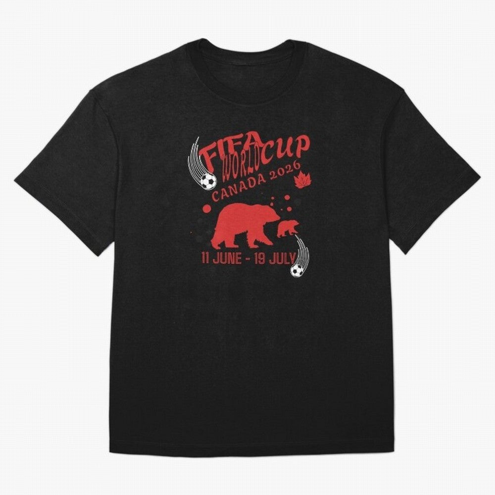 FIFA World Cup Canada 2026 Bear Maple Leaf - Football Canadian Design Oversized T-Shirt Show Match Day Excitement for FIFA World Cup 2026 USA Canada Mexico Spirit, Made for England and Germany, Messi, Championship Spirit, Famous Goals, Roaring