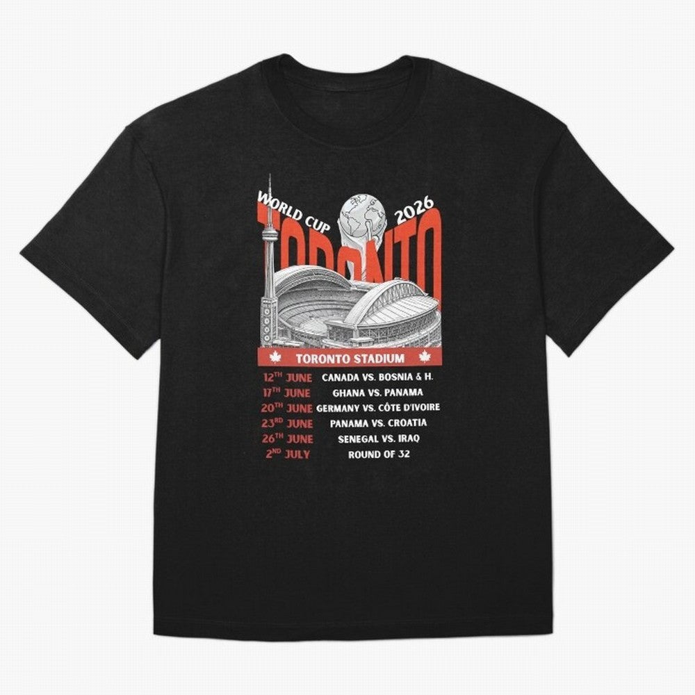 World Cup 2026 Toronto Stadium Match Schedule Soccer Fan Art Oversized T-Shirt Make Every Match About FIFA World Cup 2026 for Fans of Messi and Cristiano Ronaldo and France and Portugal, Bringing Stadium Memories, Football Loyalty, International