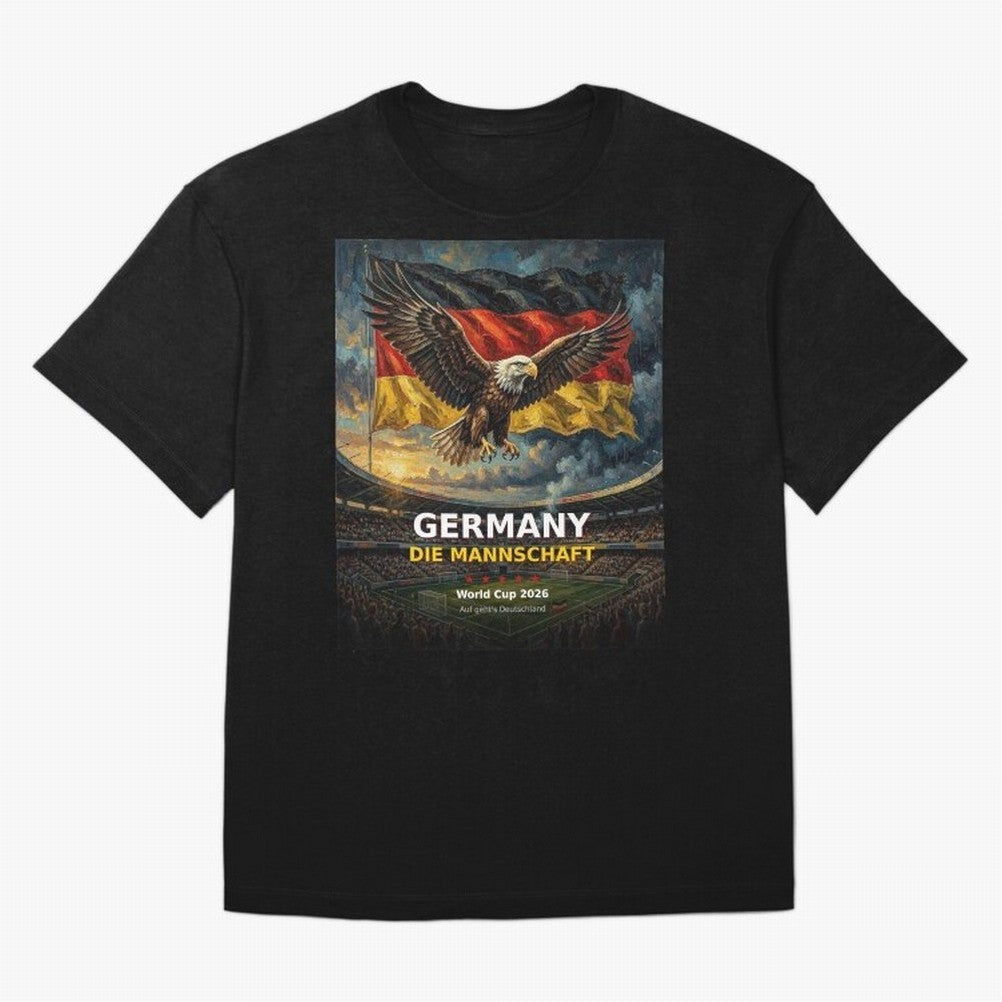 Germany Die Mannschaft - World Cup 2026 Soccer Fan Tee Oversized T-Shirt Celebrate Fan Favorites in Match Day Hype around FIFA World Cup 2026 Group Stage, Messi, CR7 and Mbappe, Germany, Sports Nostalgia, International Competition, Famous Players