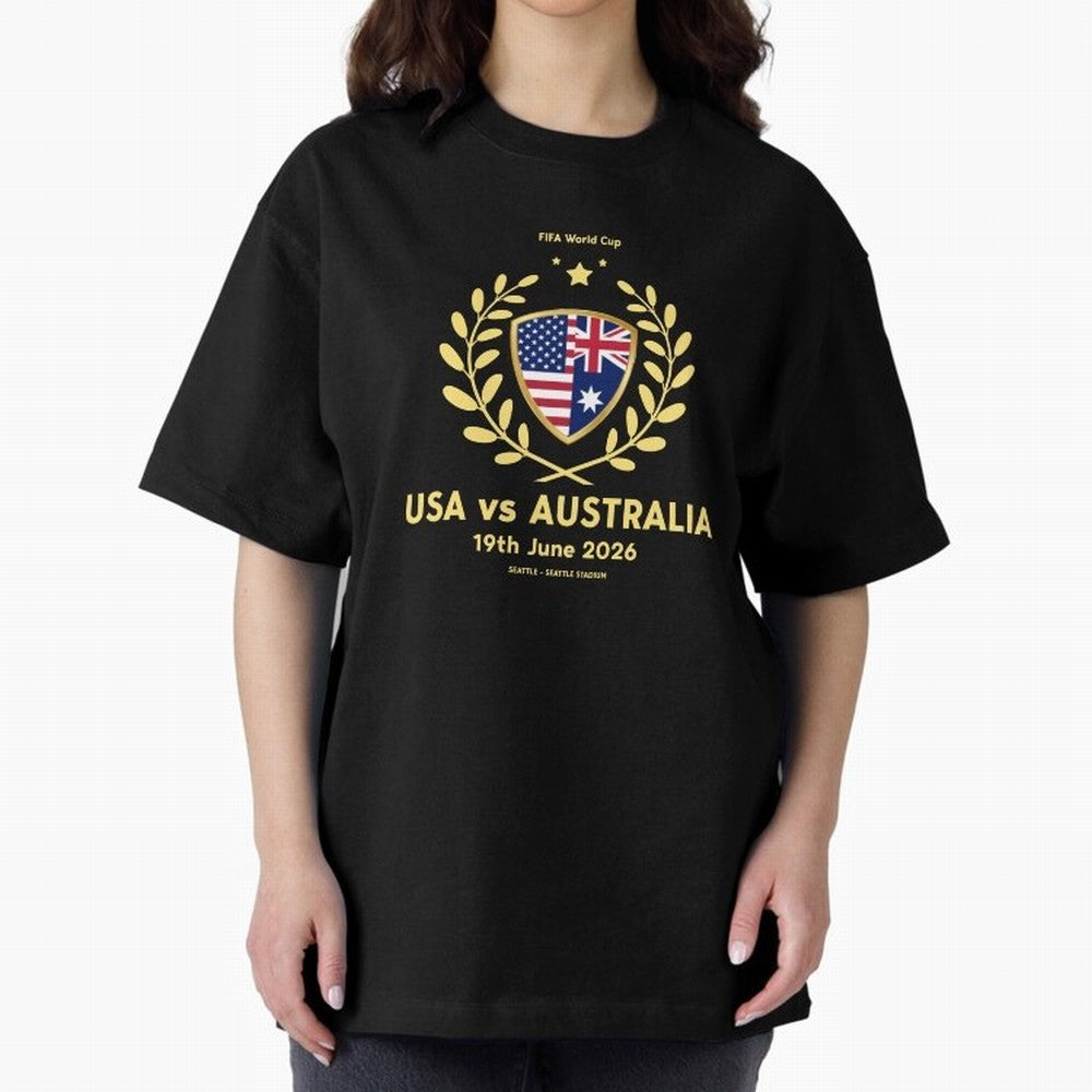 FIFA World Cup - USA v Australia Oversized T-Shirt Show Championship Spirit for Match Day Hype around FIFA World Cup 2026 USA Canada Mexico, Haaland, Argentina, France and Brazil, Supporter Pride, Iconic Celebrations, Legendary Names and Global