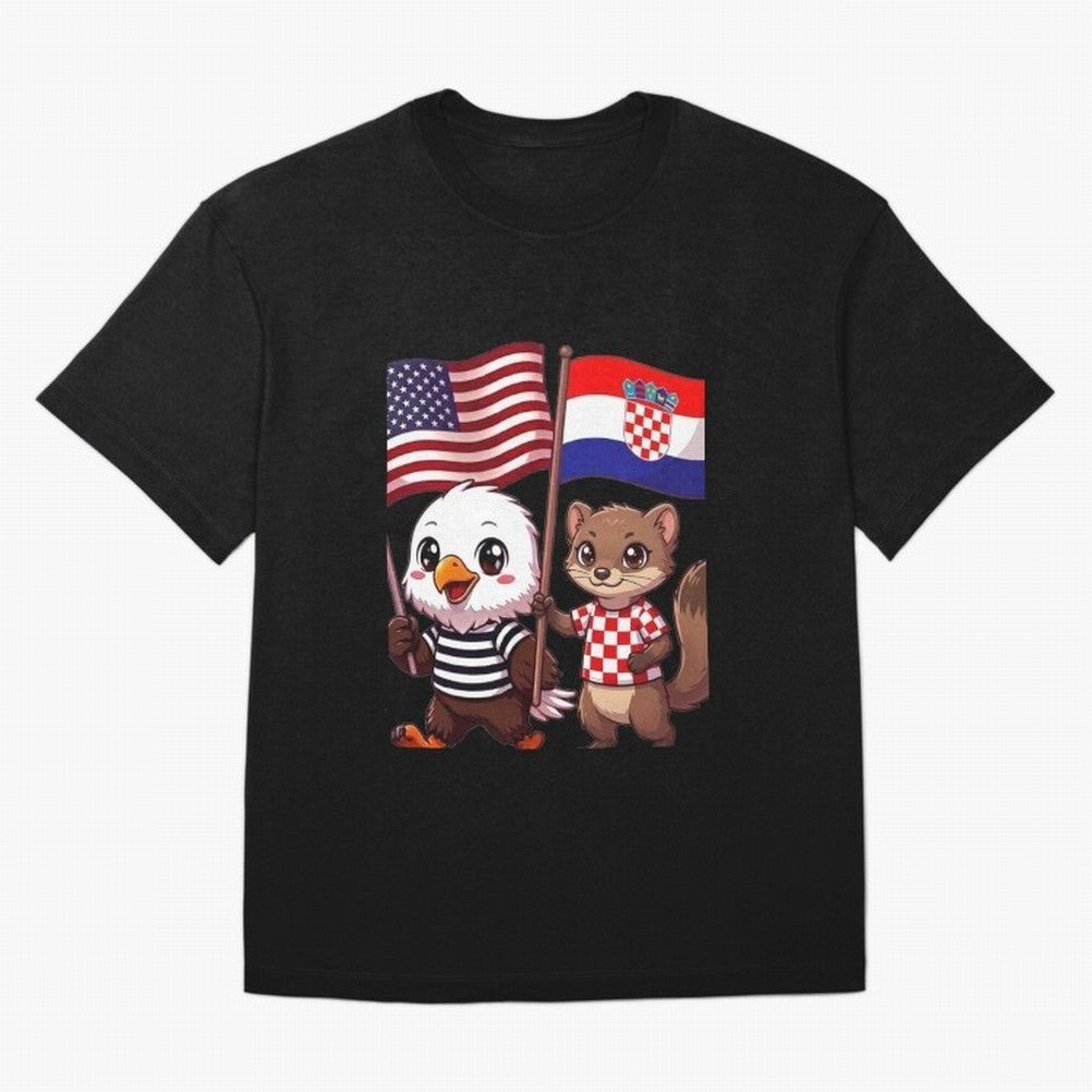 The American eagle and its friend, the Croatian marten Oversized T-Shirt Make Your Look Match Match Day Hype around FIFA World Cup 2026, CR7, Netherlands, Game Day Rituals, Football Legends, Country Pride and the Road to the Final; Ideal for
