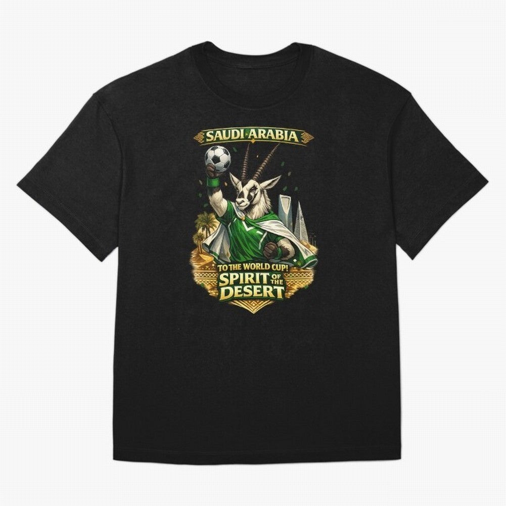 Saudi Arabia World Cup Desert Spirit Oversized T-Shirt Celebrate Soccer Greatness during FIFA World Cup 2026 Group Stage Spirit, Built around Brazil, Portugal and Argentina, Messi, CR7 and Mbappe, Football History, Final Match Energy, Crowd Noise