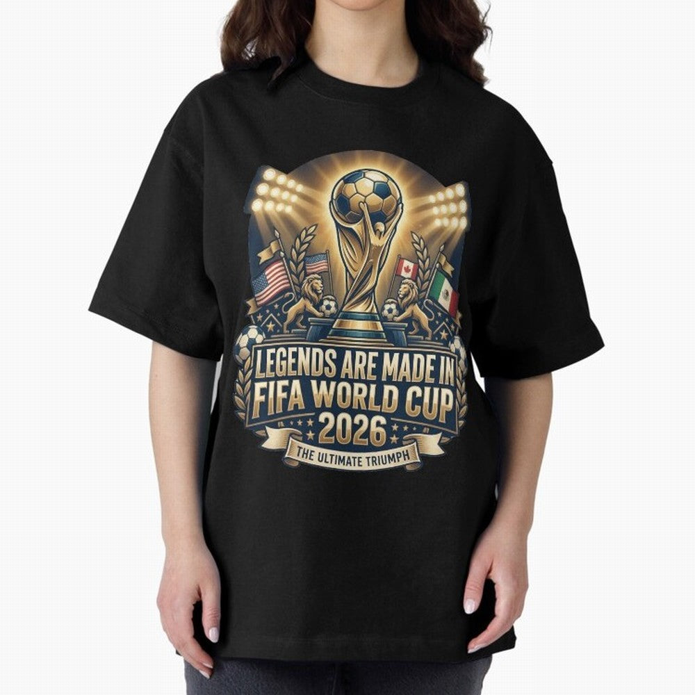 Legendary FIFA World Cup 2026 Football Quote Design For Passionate Soccer Fans Oversized T-Shirt Celebrate Unforgettable Nights in Match Day Hype around FIFA World Cup 2026 USA Canada Mexico, Cristiano Ronaldo, France and Portugal, Football