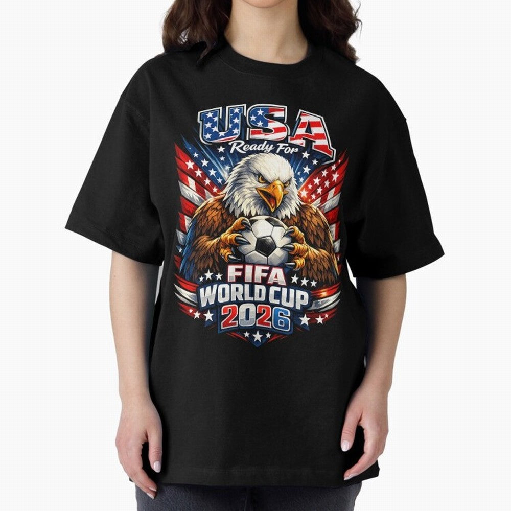 Soccer Pride Design For American Football Fans USA FIFA World Cup 2026 Oversized T-Shirt Wear the Spirit of the FIFA World Cup 2026 Journey through CR7 and Messi Highlights, Spain and Netherlands Pride, Goal Celebration Energy, Supporter Heritage,