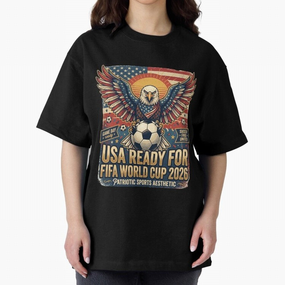 SA FIFA World Cup 2026 Soccer Pride Design For American Football Fans Oversized T-Shirt Bring Retro Soccer Energy to FIFA World Cup 2026 Group Stage Spirit, Celebrating Netherlands, Haaland and Mbappe, Sports Nostalgia, International Competition,