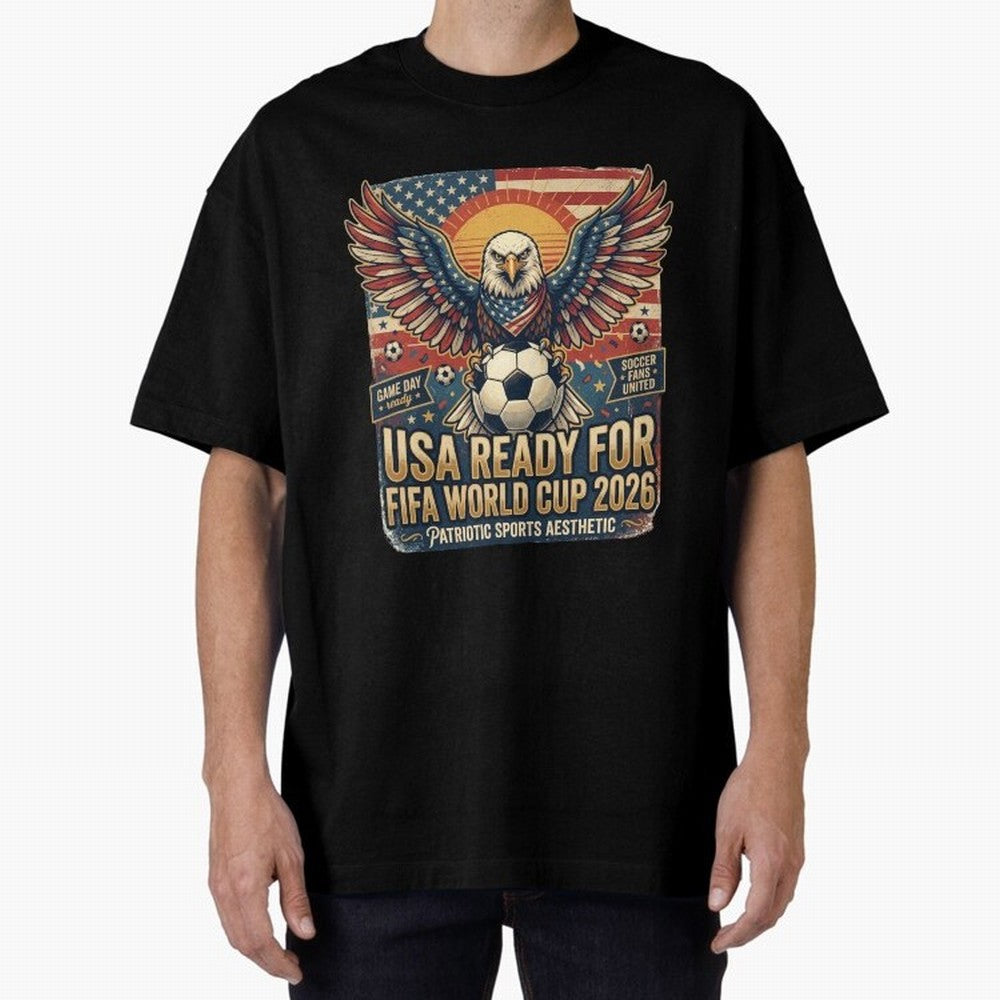 SA FIFA World Cup 2026 Soccer Pride Design For American Football Fans Oversized T-Shirt Bring Retro Soccer Energy to FIFA World Cup 2026 Group Stage Spirit, Celebrating Netherlands, Haaland and Mbappe, Sports Nostalgia, International Competition,