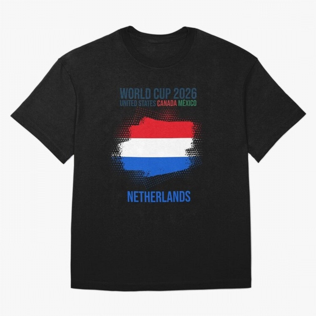 NETHERLANDS WORLD CUP 2026 Oversized T-Shirt Celebrate Rivalries and Pride in Global Football Passion for FIFA World Cup 2026 Group Stage, Centered on Messi, CR7 and Mbappe, Brazil, Supporter Pride, Iconic Celebrations, Legendary Names and Global