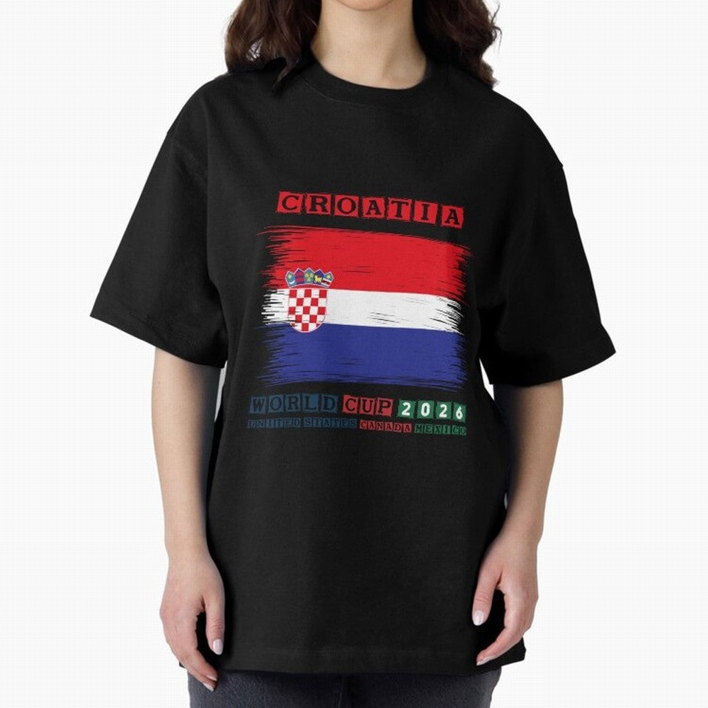 CROATIA WORLD CUP 2026 Oversized T-Shirt Share the Excitement of the FIFA World Cup 2026 Group Stage Journey through Cristiano Ronaldo Highlights, England Pride, Football History, Final Match Energy, Crowd Noise and Once in a Lifetime Moments;