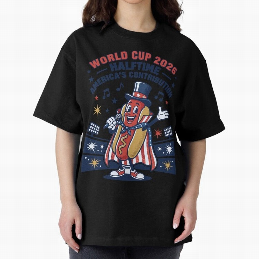 World Cup 2026 Halftime ¡ª America's Contribution V2 Oversized T-Shirt Fuel the Hype around FIFA World Cup 2026 Group Stage Spirit, Capturing France and Portugal, Messi, CR7 and Mbappe, Stadium Memories, Football Loyalty, International Chants and