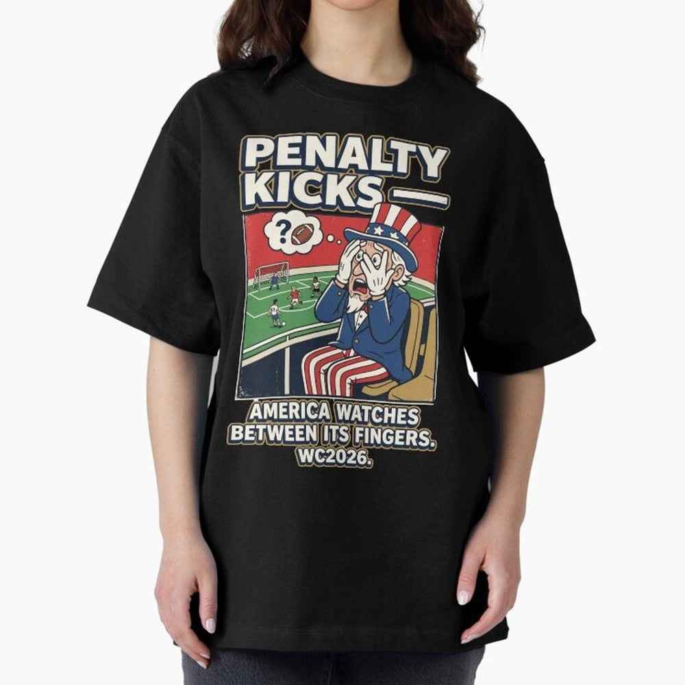 Penalty Kicks ¡ª WC2026 V2 Oversized T-Shirt Support Your Favorite Stars during FIFA World Cup 2026 USA Canada Mexico Spirit, Capturing England and Germany, Cristiano Ronaldo, Fan Favorite Moments, National Team Passion, Big Match Drama and Soccer