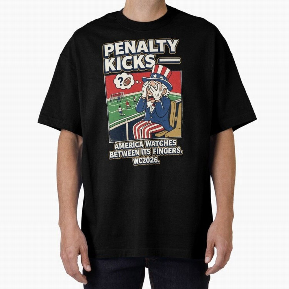 Penalty Kicks ¡ª WC2026 V2 Oversized T-Shirt Support Your Favorite Stars during FIFA World Cup 2026 USA Canada Mexico Spirit, Capturing England and Germany, Cristiano Ronaldo, Fan Favorite Moments, National Team Passion, Big Match Drama and Soccer