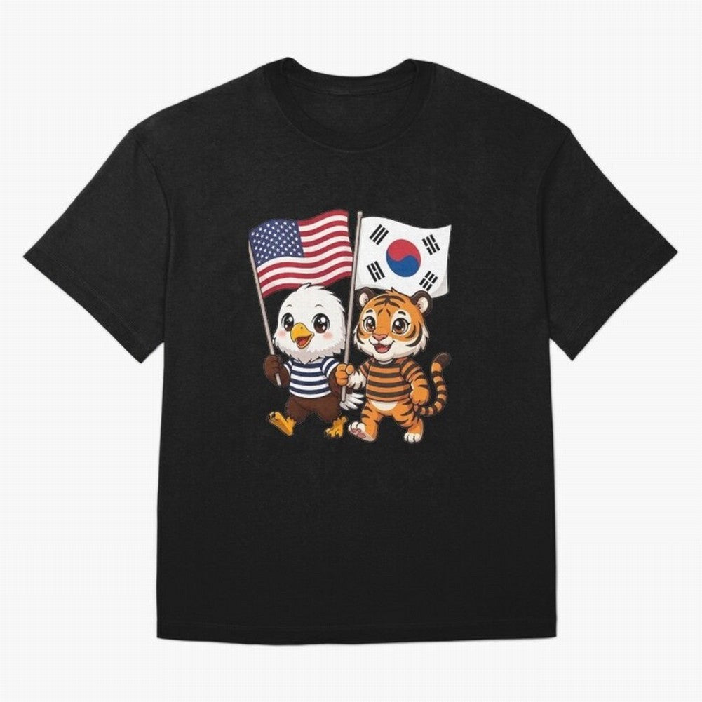 The American eagle and its friend the South Korean tiger Oversized T-Shirt Celebrate National Team Dreams in Match Day Hype around FIFA World Cup 2026 USA Canada Mexico, CR7 and Messi, England, France and Netherlands, Worldwide Fan Energy, Dramatic