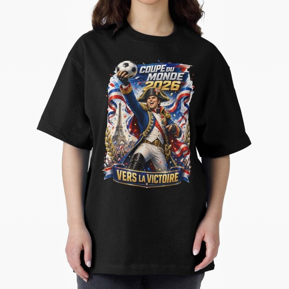France World Cup 2026 Victory Oversized T-Shirt Represent FIFA World Cup 2026 Group Stage for Fans of Mbappe and Neymar and Spain and Netherlands, Bringing Global Supporter Spirit, Legendary Goals, National Colors and Tournament Celebration; Ideal