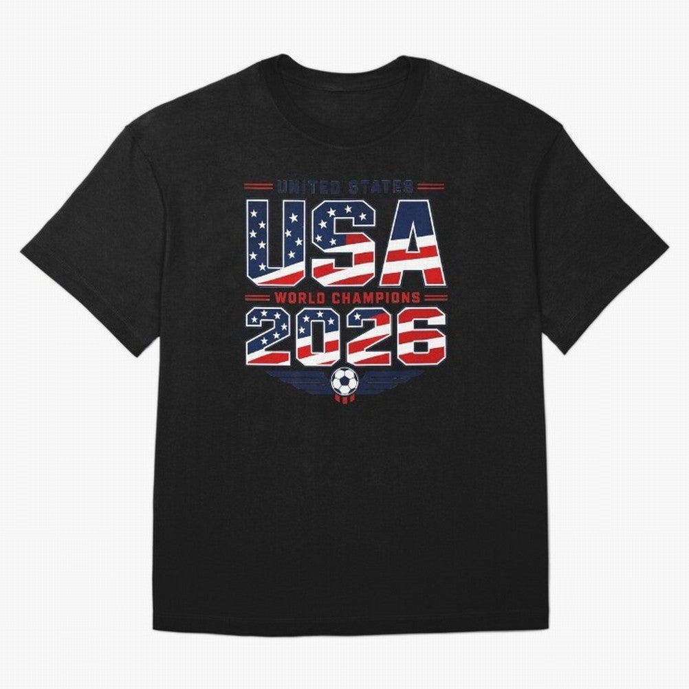 USA World Champions 2026 ¨C Patriotic Soccer Fan Shirt Oversized T-Shirt Bring Trophy Dreams to Match Day Hype around FIFA World Cup 2026 USA Canada Mexico, Mbappe, Germany, Goal Celebration Energy, Supporter Heritage, Football Icons and Worldwide