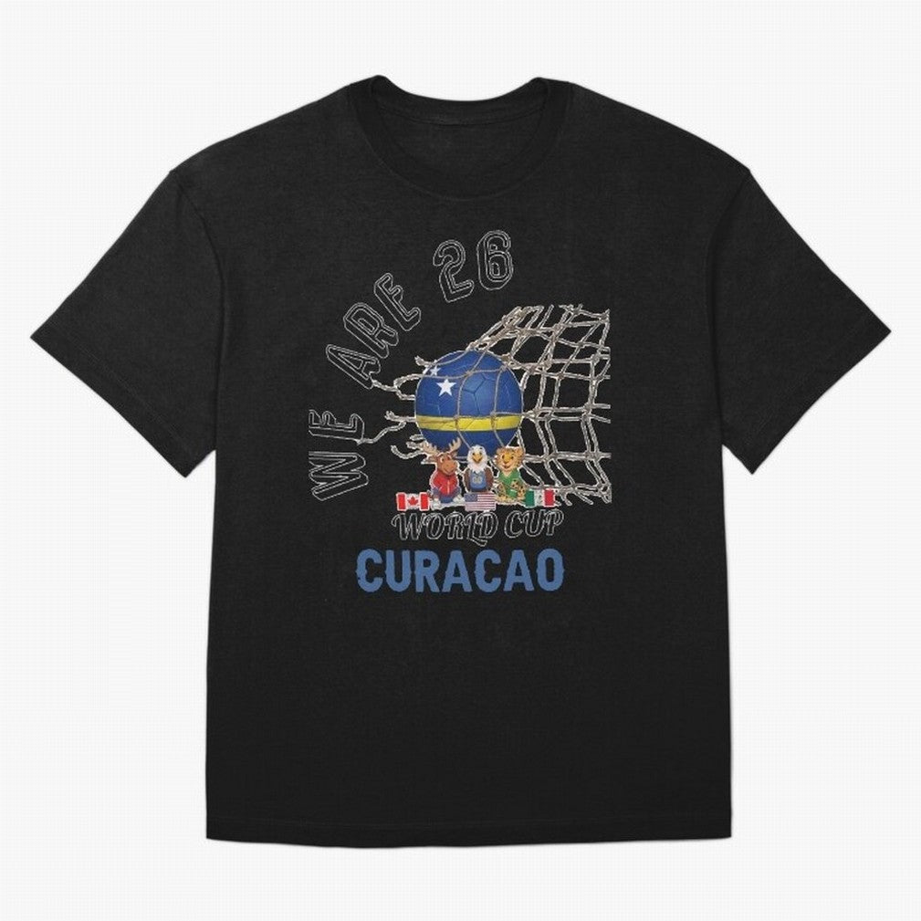 World cup 26 - Curacao Oversized T-Shirt Support Iconic Players in FIFA World Cup 2026 USA Canada Mexico Capturing CR7 and Messi, Argentina and Brazil Energy, Champion Mindset, Group Stage Buzz, Knockout Tension and Passionate Fan Culture; Ideal
