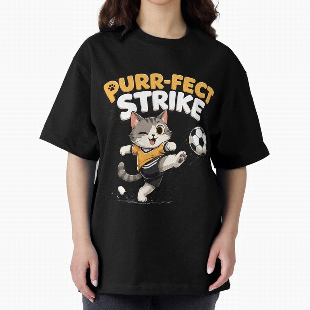 Purr-fect Strike Oversized T-Shirt Experience FIFA World Cup 2026 USA Canada Mexico Built around Messi, CR7 and Mbappe, England, France and Netherlands Energy, Championship Spirit, Famous Goals, Roaring Crowds and International Football Unity;