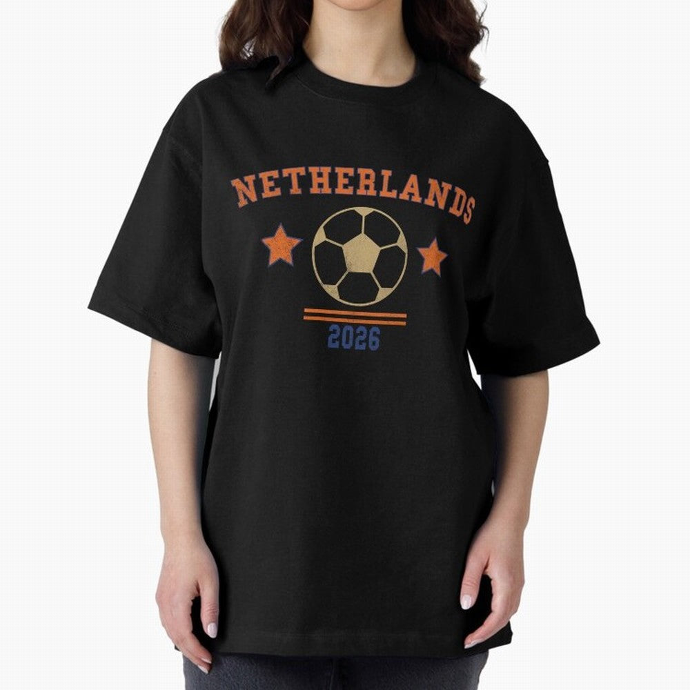 Netherlands ¡ª Vintage Soccer Tee Oversized T-Shirt Fuel Match Day Hype around FIFA World Cup 2026 Group Stage, Mbappe, France and Portugal, Game Day Rituals, Football Legends, Country Pride and the Road to the Final; Perfect for Supporters Who