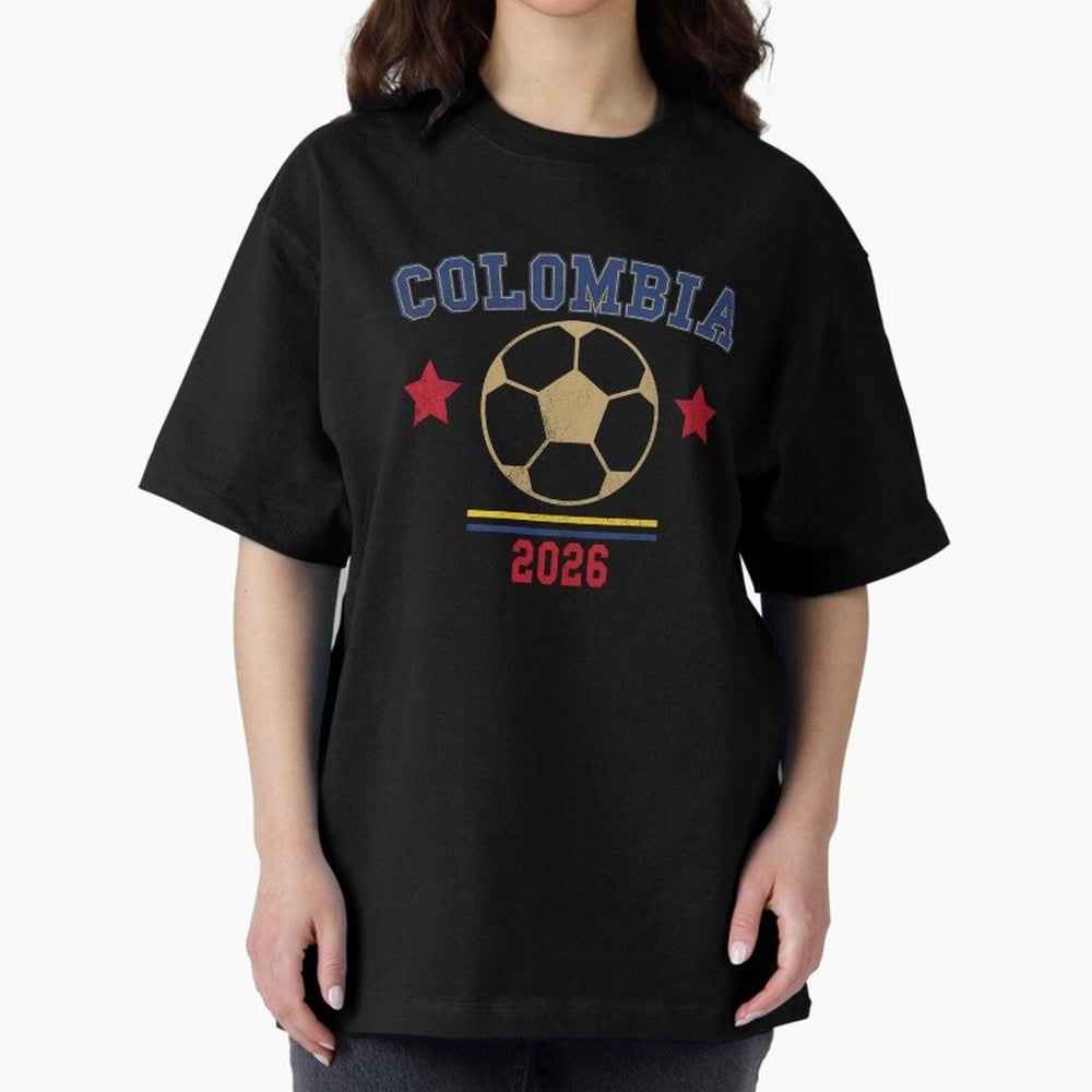 Colombia ¡ª Vintage Soccer Tee Oversized T-Shirt Carry the Dream of FIFA World Cup 2026 USA Canada Mexico for Fans of Cristiano Ronaldo, Haaland and CR7 and Argentina and Brazil, Bringing Retro Football Energy, Iconic Rivalries, Trophy Chase Drama