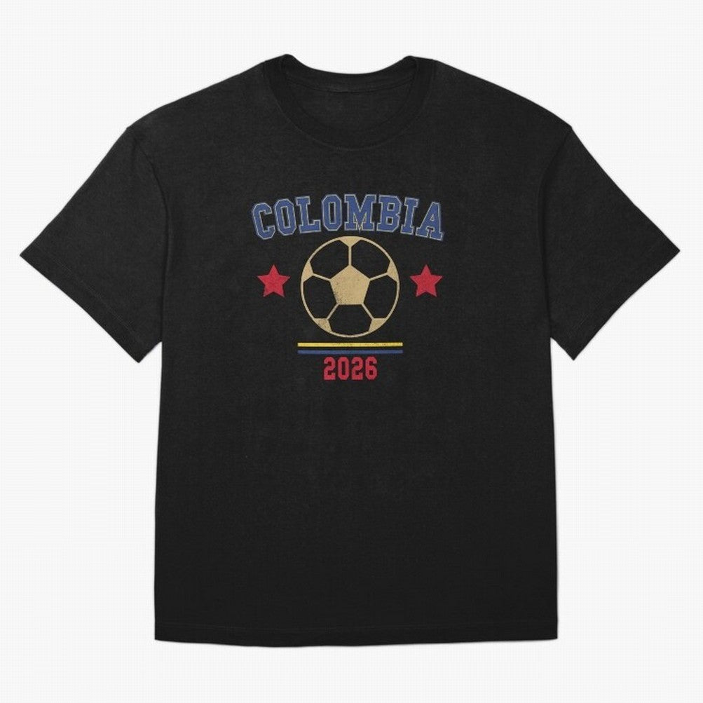 Colombia ¡ª Vintage Soccer Tee Oversized T-Shirt Carry the Dream of FIFA World Cup 2026 USA Canada Mexico for Fans of Cristiano Ronaldo, Haaland and CR7 and Argentina and Brazil, Bringing Retro Football Energy, Iconic Rivalries, Trophy Chase Drama