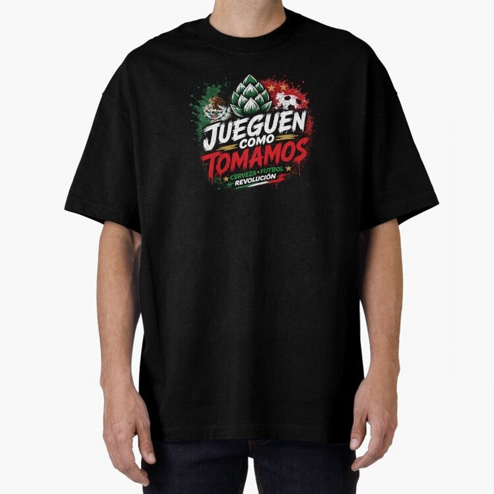 Jueguen Como Tomamos Futbol Cervecero Oversized T-Shirt Bring FIFA World Cup 2026 Highlighting Messi, CR7 and Mbappe, Argentina Energy, Stadium Chants, National Pride, Trophy Dreams and Unforgettable Football Memories; Made for Die Hard Supporters,