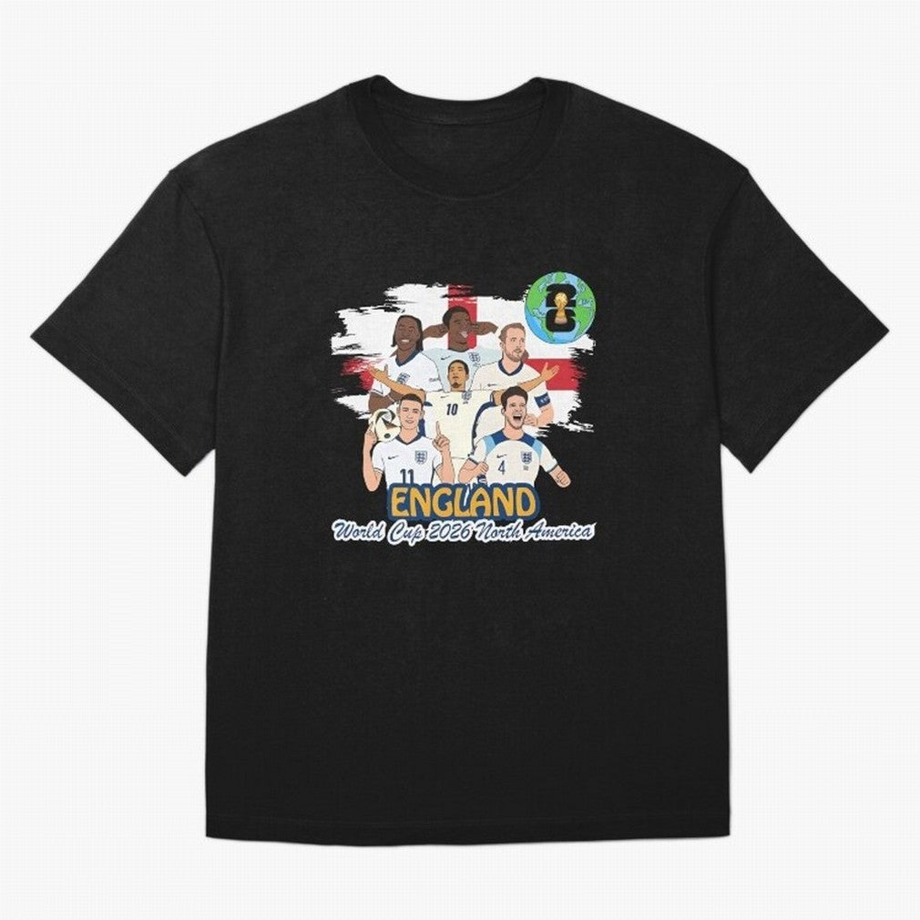 England Soccer Stars World Cup 2026 North America Oversized T-Shirt Carry the Dream of Match Day Hype around FIFA World Cup 2026 USA Canada Mexico, CR7 and Messi, Argentina, France and Brazil, Retro Football Energy, Iconic Rivalries, Trophy Chase