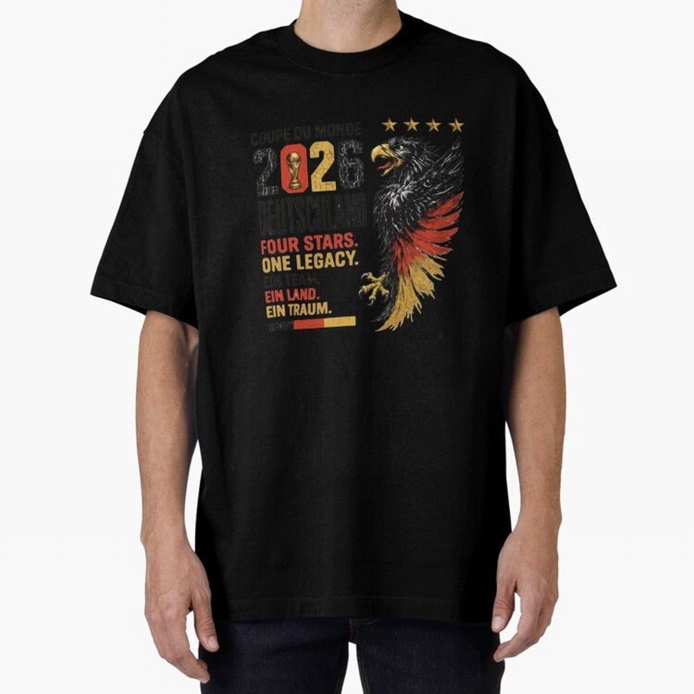 Germany Soccer World Cup 2026 Eagle Vintage Design Oversized T-Shirt Carry FIFA World Cup 2026 USA Canada Mexico Centered on Neymar, Haaland and Cristiano Ronaldo, England, France and Netherlands Energy, Football Festival Excitement, Trophy