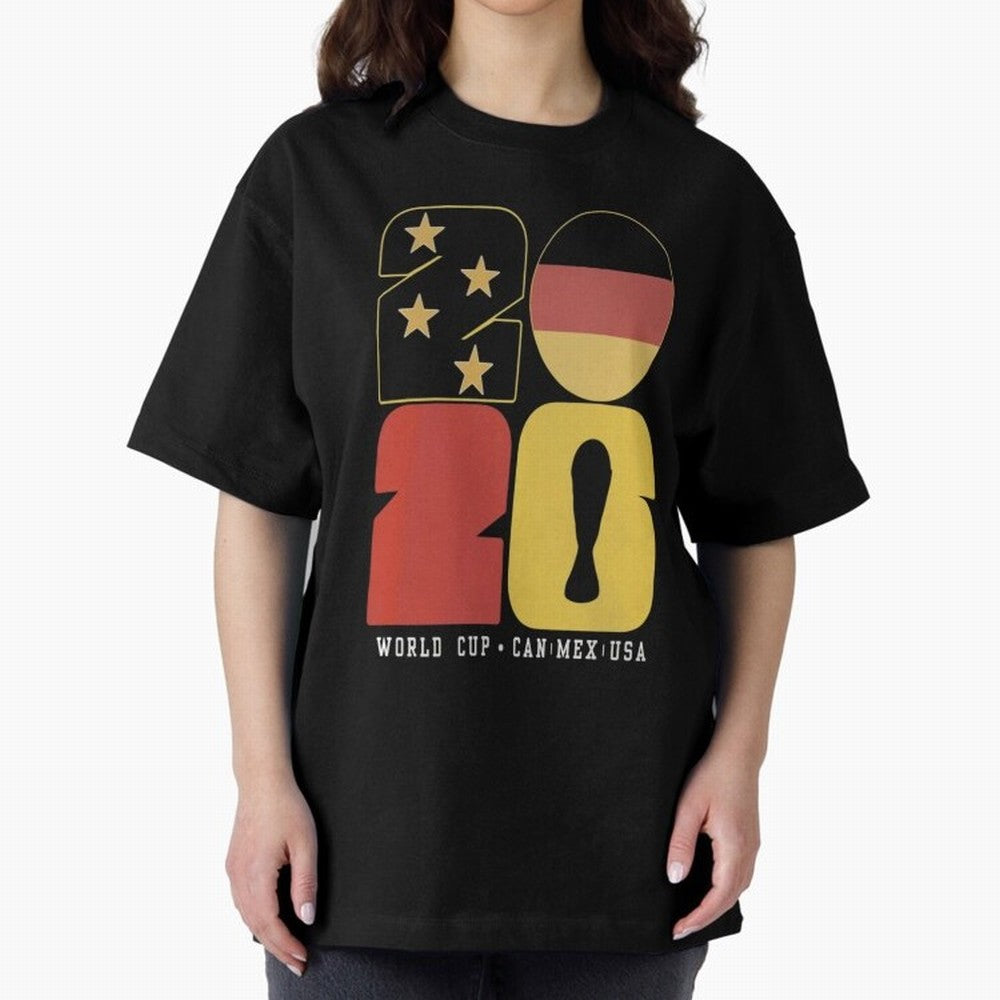 Germany Football World Cup 2026 - Die Mannschaft Retro Typography Oversized T-Shirt Celebrate Fan Favorites in Global Football Passion for FIFA World Cup 2026 Group Stage, Inspired by Haaland and Mbappe, Portugal, Spain and Germany, Goal