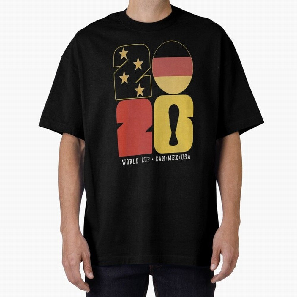 Germany Football World Cup 2026 - Die Mannschaft Retro Typography Oversized T-Shirt Celebrate Fan Favorites in Global Football Passion for FIFA World Cup 2026 Group Stage, Inspired by Haaland and Mbappe, Portugal, Spain and Germany, Goal