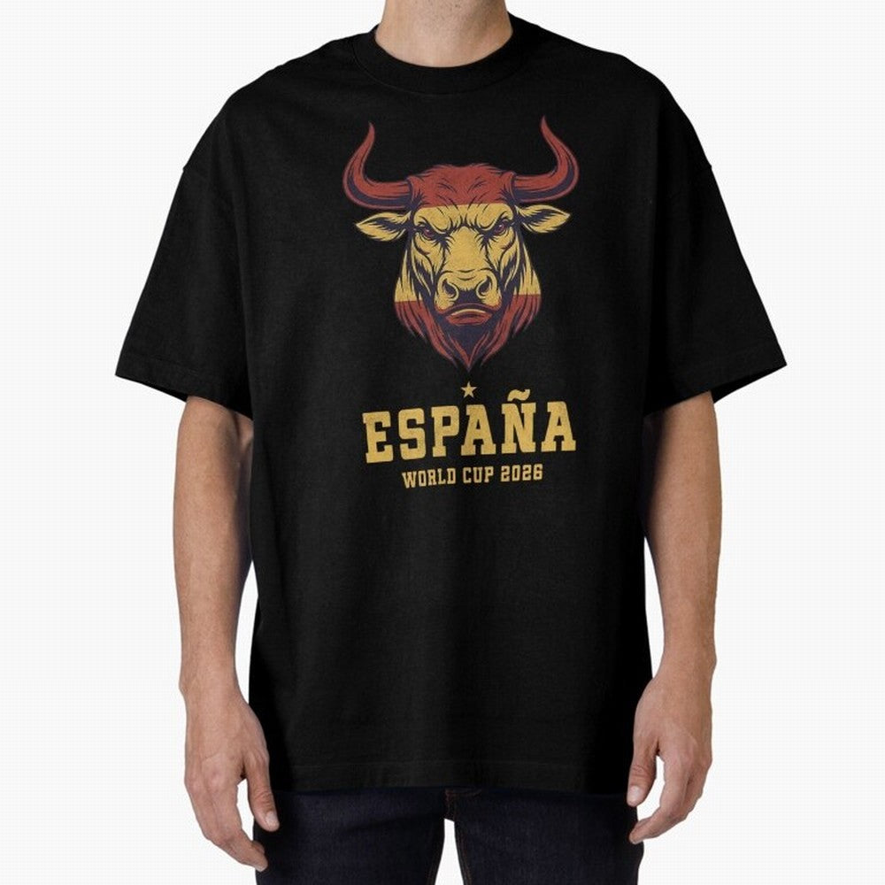 Spain Football World Cup 2026 - Vintage Spanish Bull Espa?a Oversized T-Shirt Honor the Football Icons of the FIFA World Cup 2026 USA Canada Mexico Journey through Neymar Highlights, Germany Pride, Sports Nostalgia, International Competition,