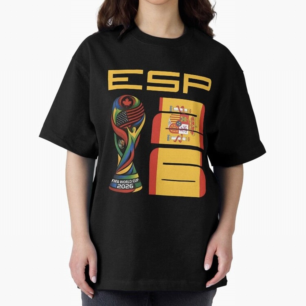 Spain Soccer World Cup 2026 Fan Art - ESP La Roja Oversized T-Shirt Represent Fans Who Live for FIFA World Cup 2026 Filled with Haaland and Mbappe, Argentina Energy, Retro Football Energy, Iconic Rivalries, Trophy Chase Drama and Stadium