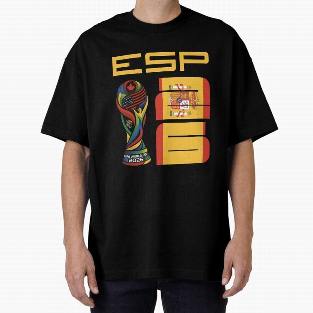 Spain Soccer World Cup 2026 Fan Art - ESP La Roja Oversized T-Shirt Represent Fans Who Live for FIFA World Cup 2026 Filled with Haaland and Mbappe, Argentina Energy, Retro Football Energy, Iconic Rivalries, Trophy Chase Drama and Stadium